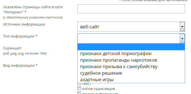 Пожаловаться на сайт в Роскомнадзор